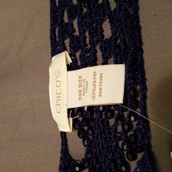 Chico's Charley Skinny Oblong Scarf Carbon Blue BNWT - Picture 2 of 5
